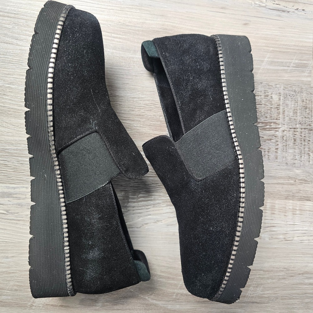 VANELi Black Suede Chain Platform Loafers 11 Chunky Lug Sole Dark Academia
